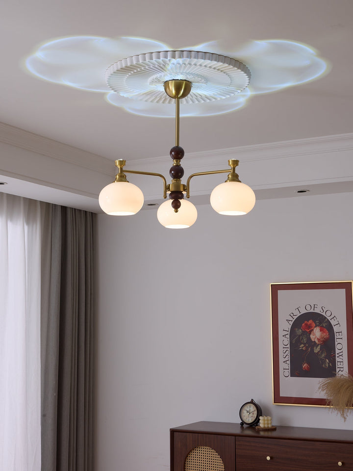 Aursolos Chandelier Bois Verre Élégance Traditionnelle - Neutralighting