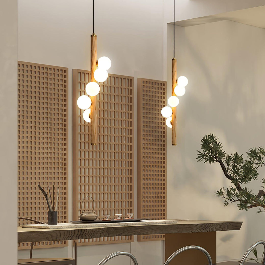 Lustra Suspension Linéaire en Bois et Verre - Neutralighting