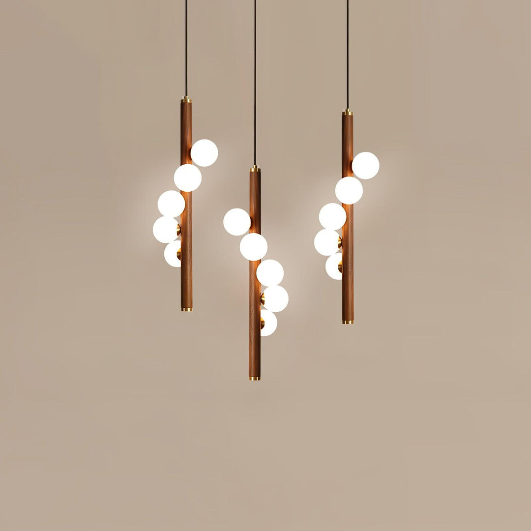 Lustra Suspension Linéaire en Bois et Verre - Neutralighting