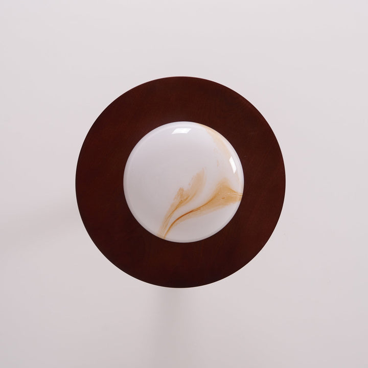 Yeste Plafonnier couleur noyer et imitation albâtre blanche - Neutralighting