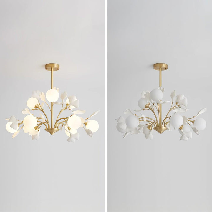 Gleam Chandelier en Verre Feuille de Ginkgo - Neutralighting