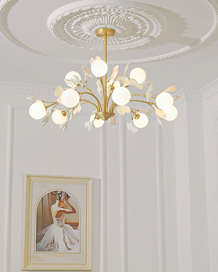 Gleam Chandelier en Verre Feuille de Ginkgo - Neutralighting