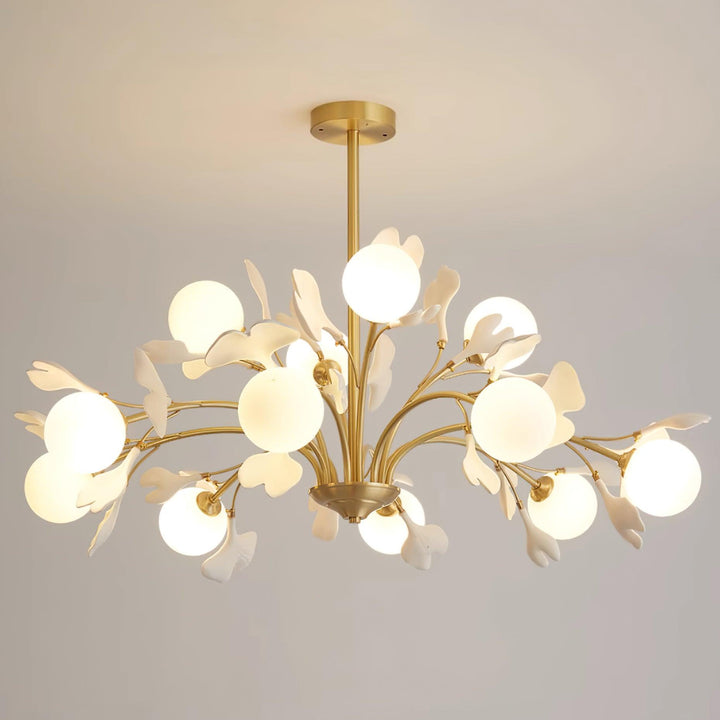 Gleam Chandelier en Verre Feuille de Ginkgo - Neutralighting