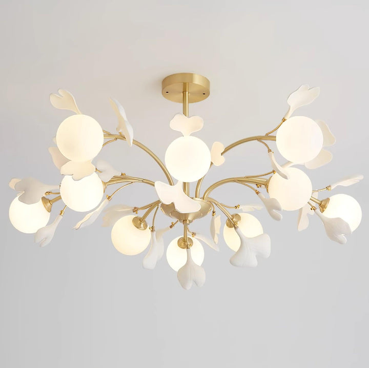 Gleam Chandelier en Verre Feuille de Ginkgo - Neutralighting