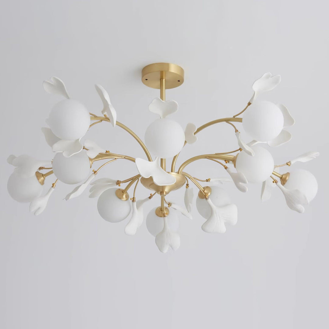Gleam Chandelier en Verre Feuille de Ginkgo - Neutralighting