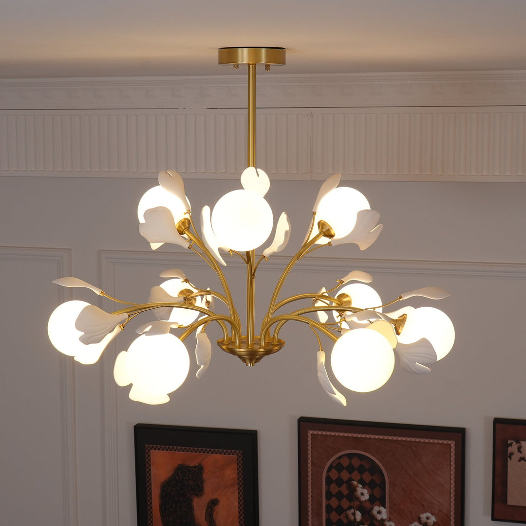 Gleam Chandelier en Verre Feuille de Ginkgo - Neutralighting