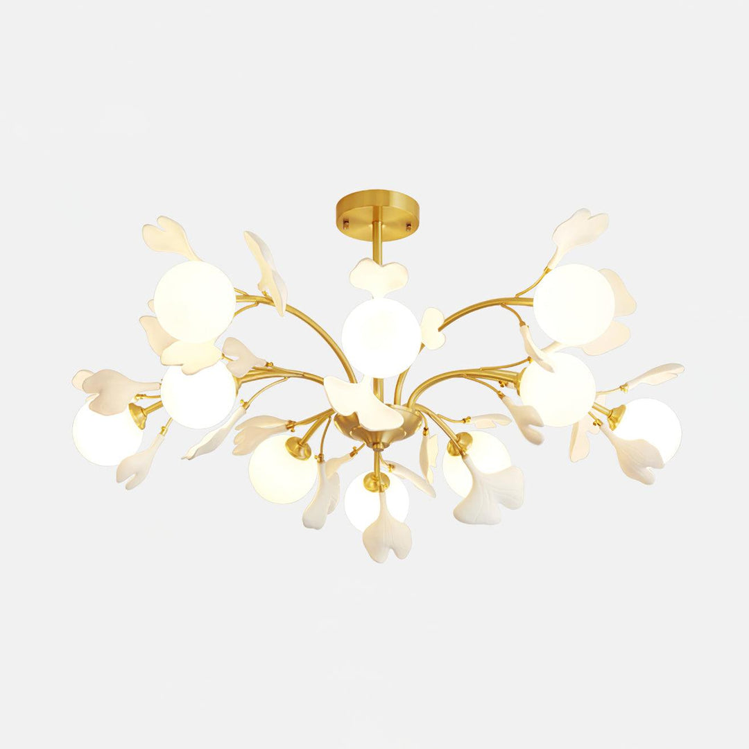 Gleam Chandelier en Verre Feuille de Ginkgo - Neutralighting