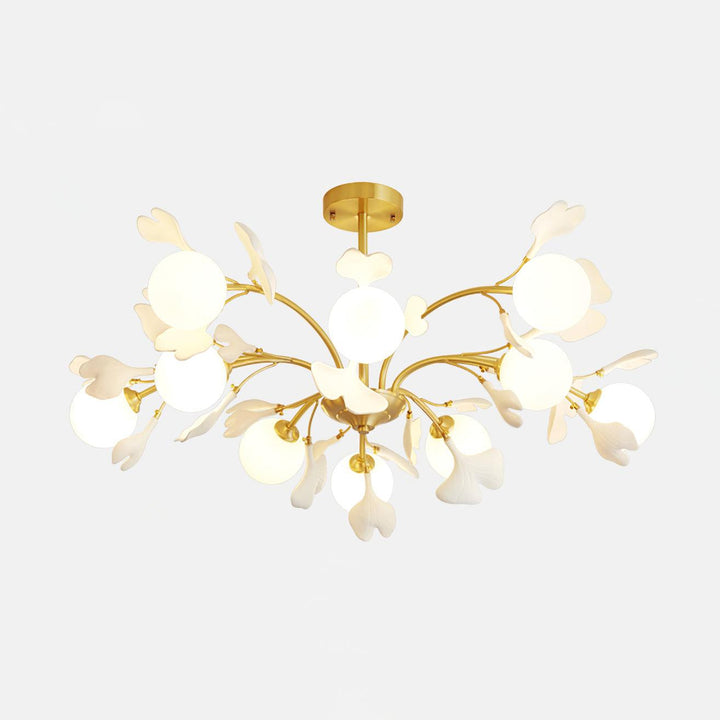 Gleam Chandelier en Verre Feuille de Ginkgo - Neutralighting