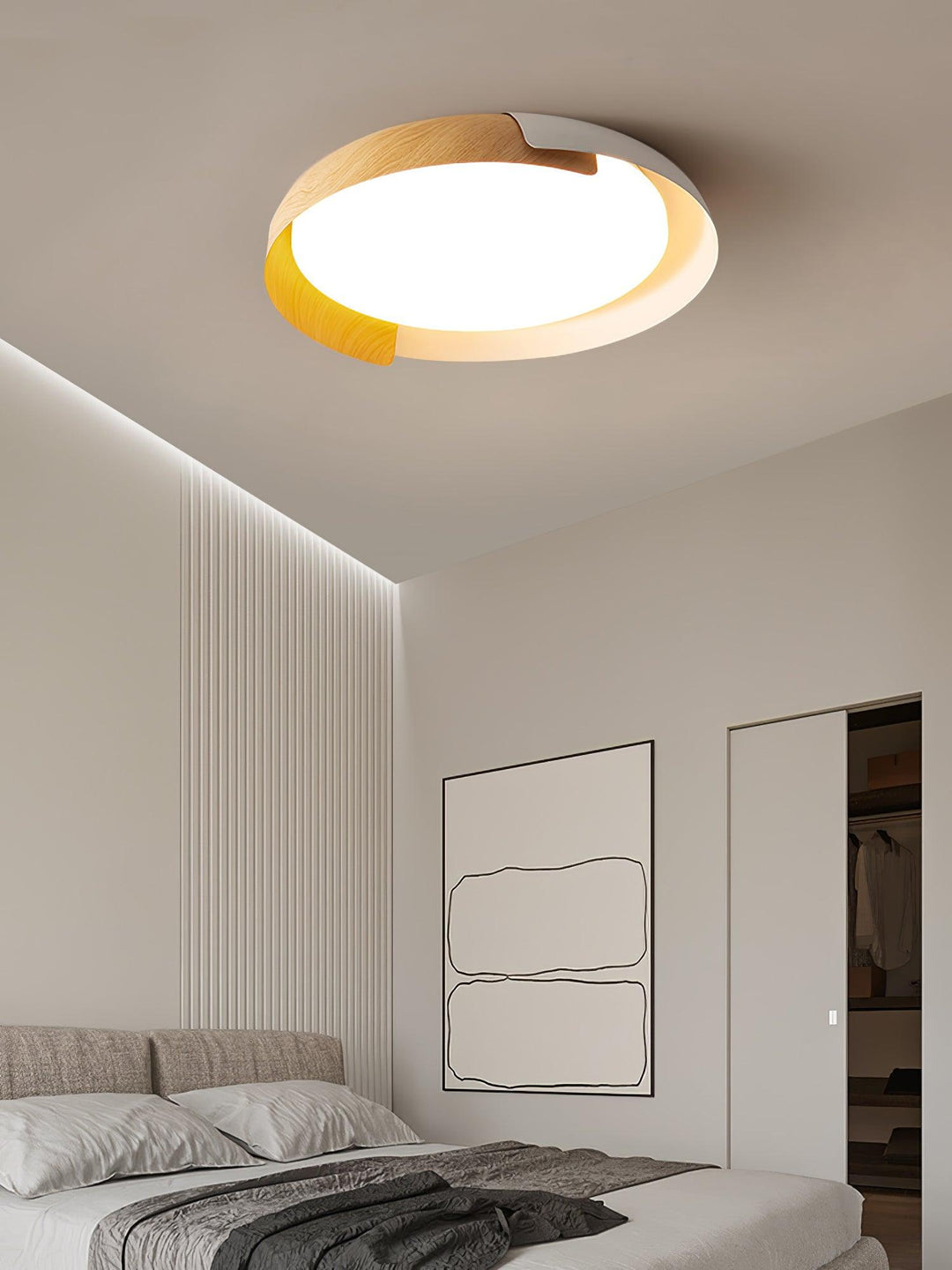Solara Plafonnier Rond Acrylique Bois Doux Minimaliste - Neutralighting