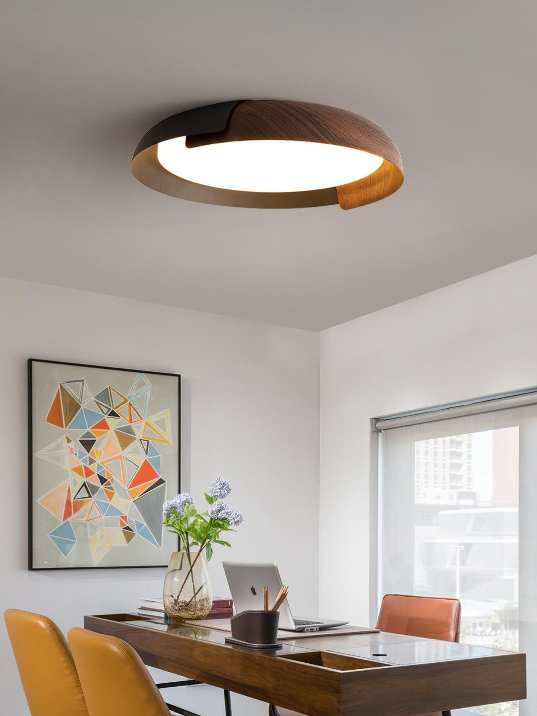 Solara Plafonnier Rond Acrylique Bois Doux Minimaliste - Neutralighting