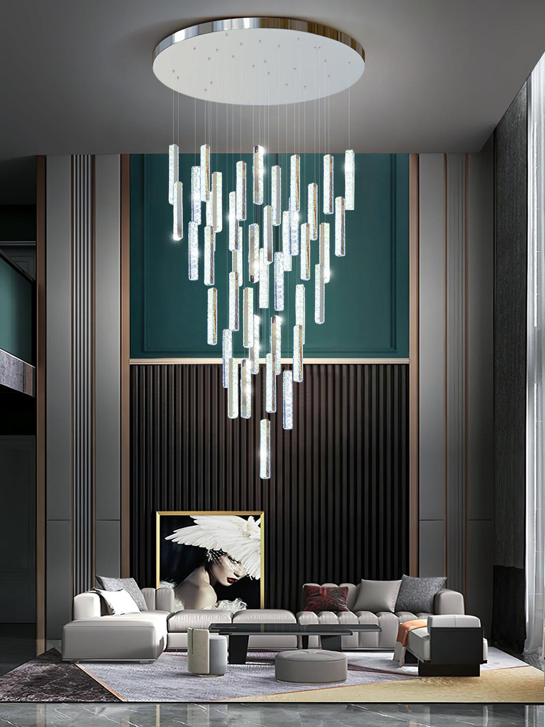 Lustra Lustre Villa Forci Suspension Argentée Moderne - Neutralighting
