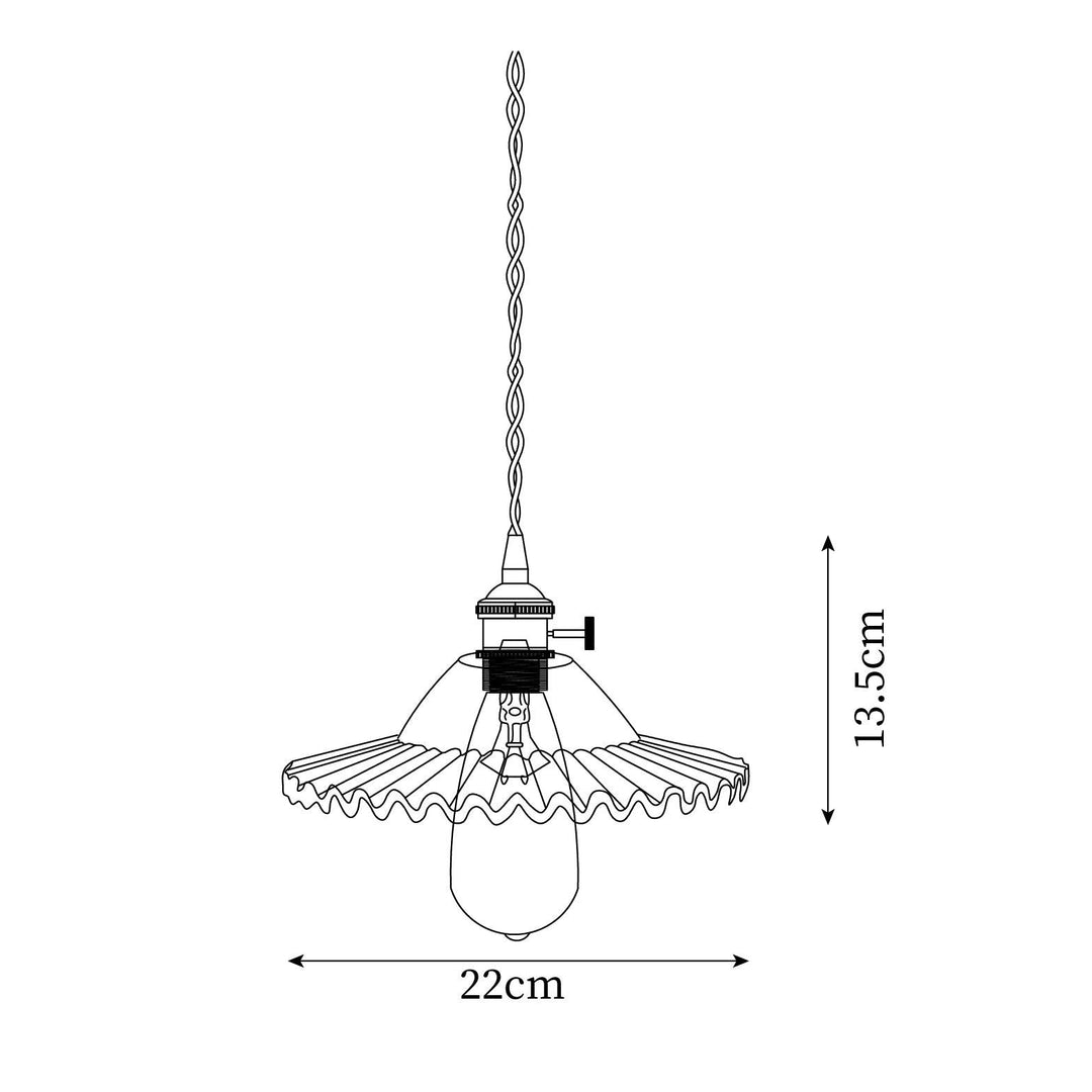 Suspension Ébouriffé Verre Ombre Festonné Bord Laiton Accents Rétro - Neutralighting