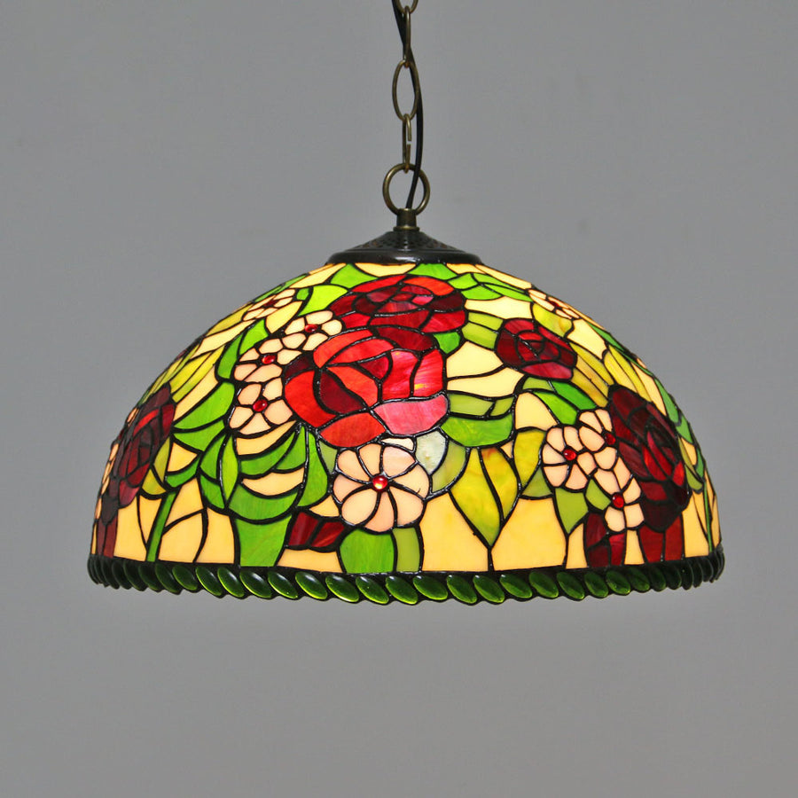 Tiffany Vintage Colorée Papillon Suspension Verre Couloir - Neutralighting