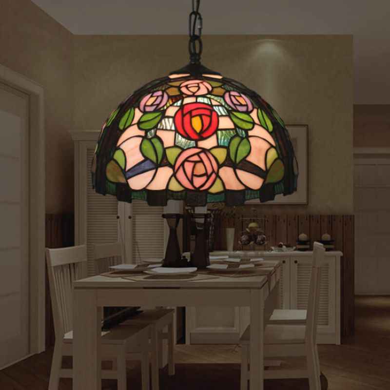 Tiffany Vintage LED Suspension Métal Verre Salon - Neutralighting