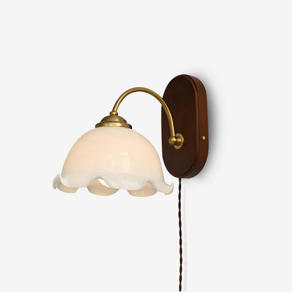 Applique Murale Courbé Bras Fleur Verre Plug In Ancien - Neutralighting