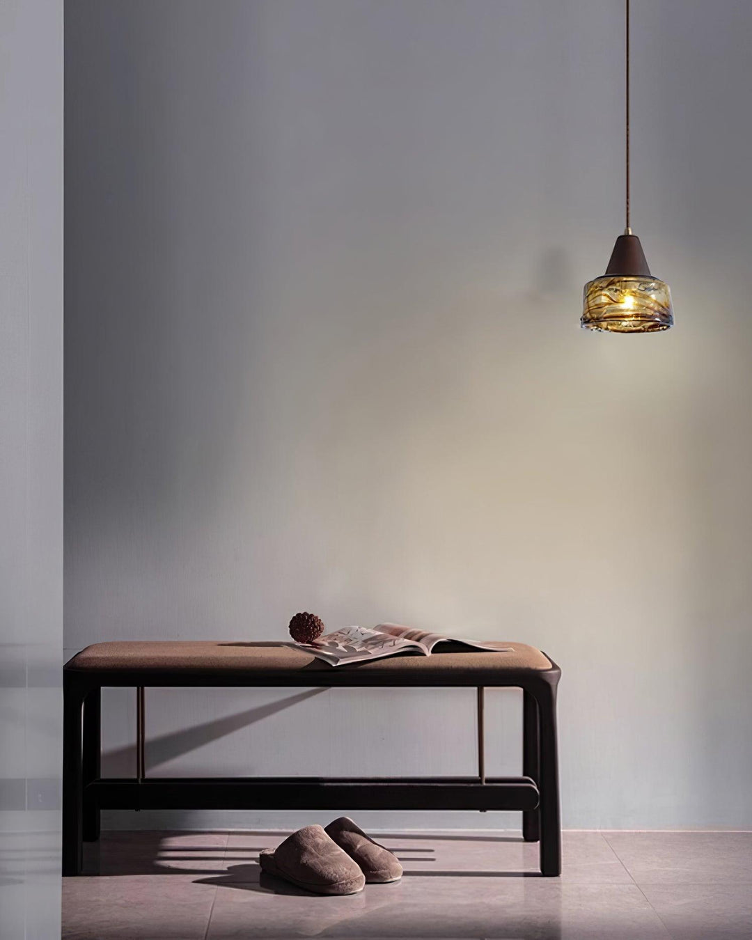 Suspension Amber Verre Bois Haut Ancien Artistique - Neutralighting