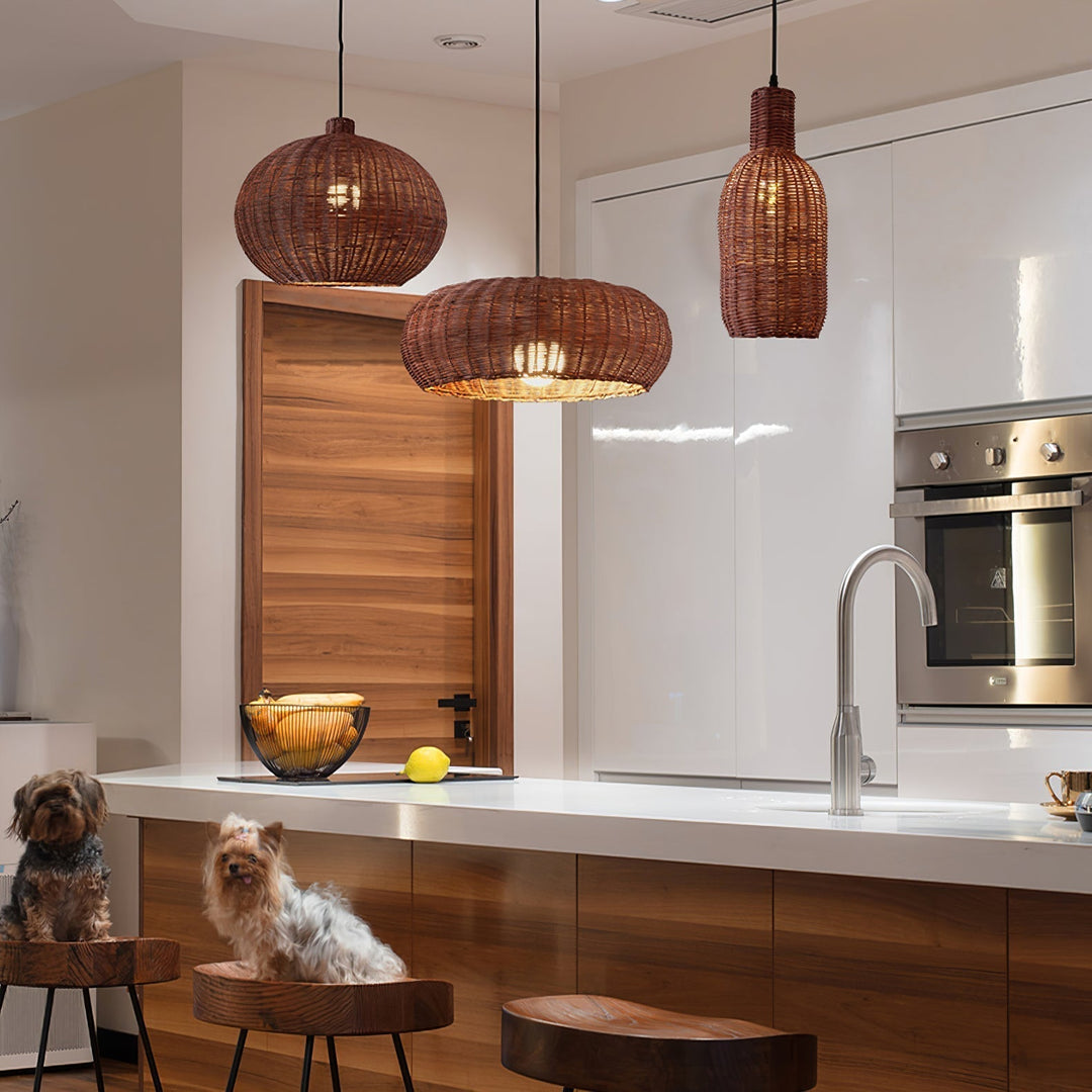 Savana Lampe Pendante Rétro en Rotin - Neutralighting