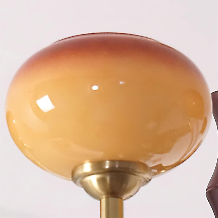 Virelli Lustre Globes en Verre Caramel Bras en Bois de Noyer Vintage - Neutralighting