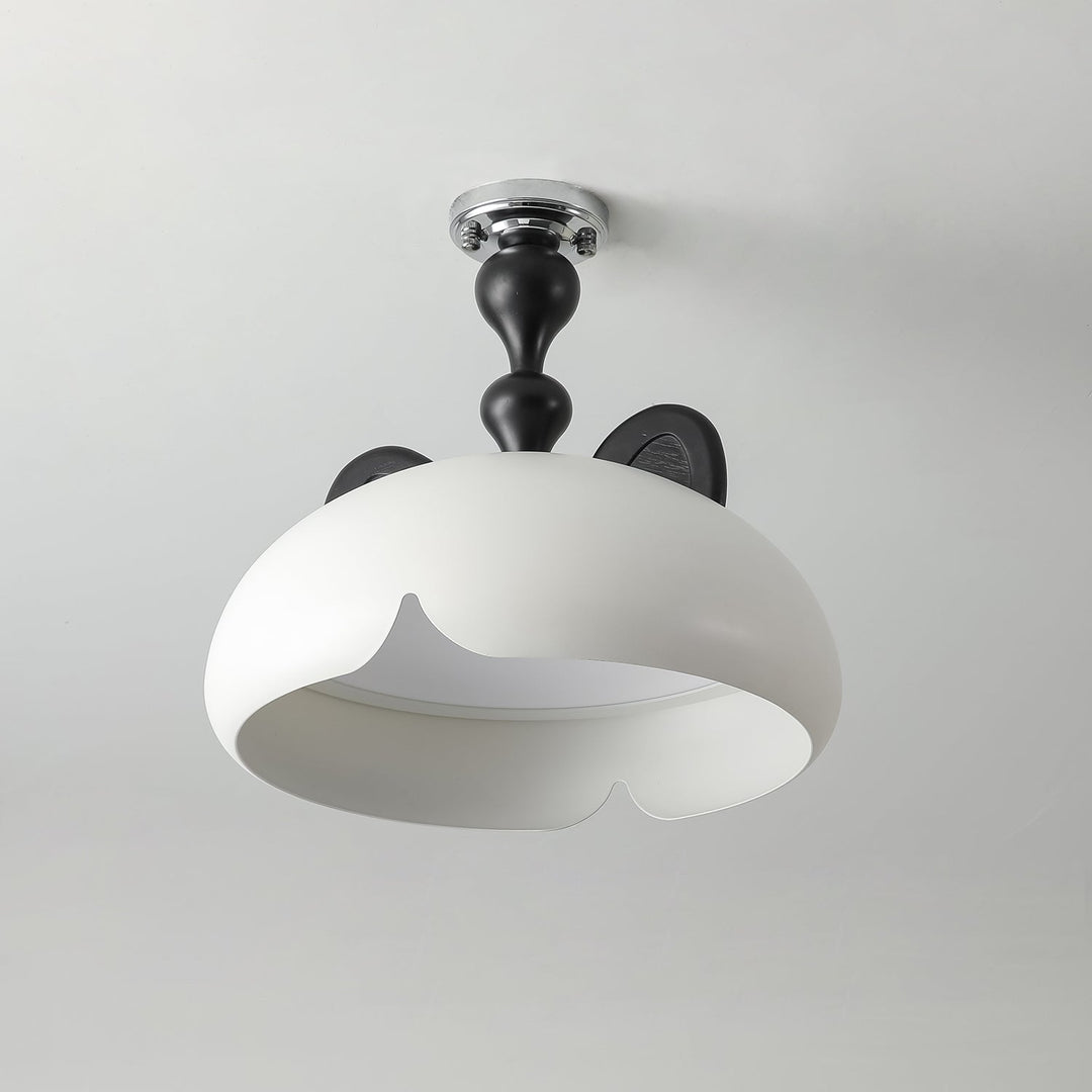 Cat Plafonnier Dôme Brillant Oreilles en Bois - Neutralighting