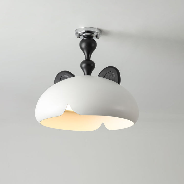 Cat Plafonnier Dôme Brillant Oreilles en Bois - Neutralighting