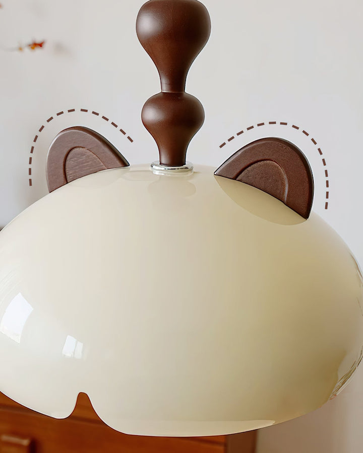 Cat Plafonnier Dôme Brillant Oreilles en Bois - Neutralighting