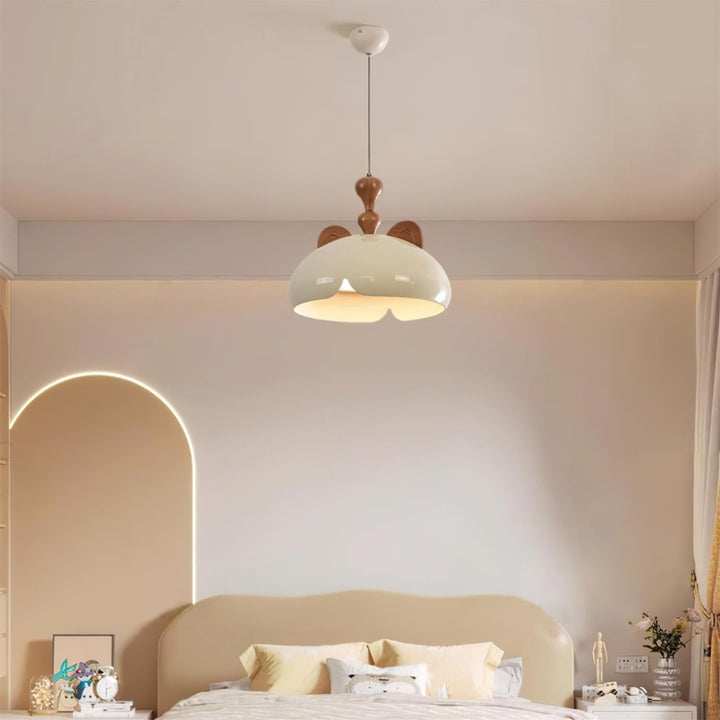Cat Suspension Lampe Dôme Brillant Oreilles en Bois - Neutralighting