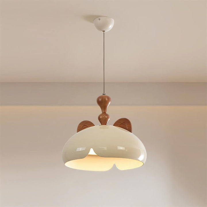 Cat Suspension Lampe Dôme Brillant Oreilles en Bois - Neutralighting