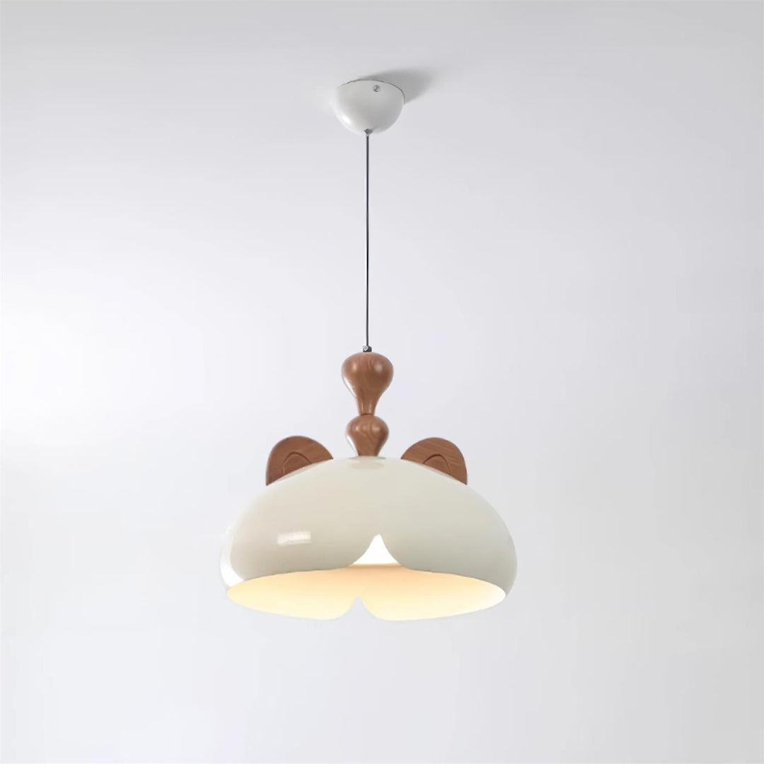 Cat Suspension Lampe Dôme Brillant Oreilles en Bois - Neutralighting