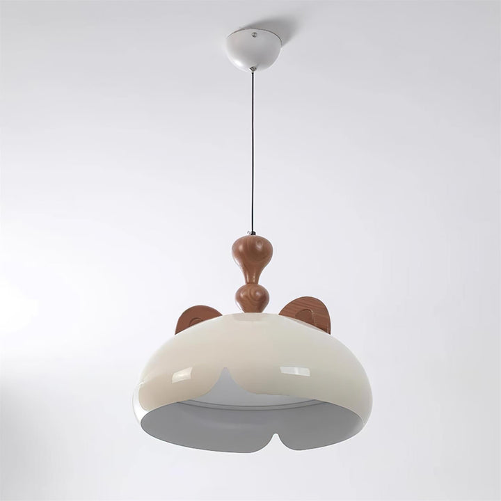 Cat Suspension Lampe Dôme Brillant Oreilles en Bois - Neutralighting
