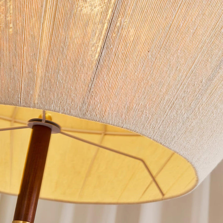 Lustra Suspension avec Abat-jour en Fil de Coton et Bois de Noyer Naturel - Neutralighting