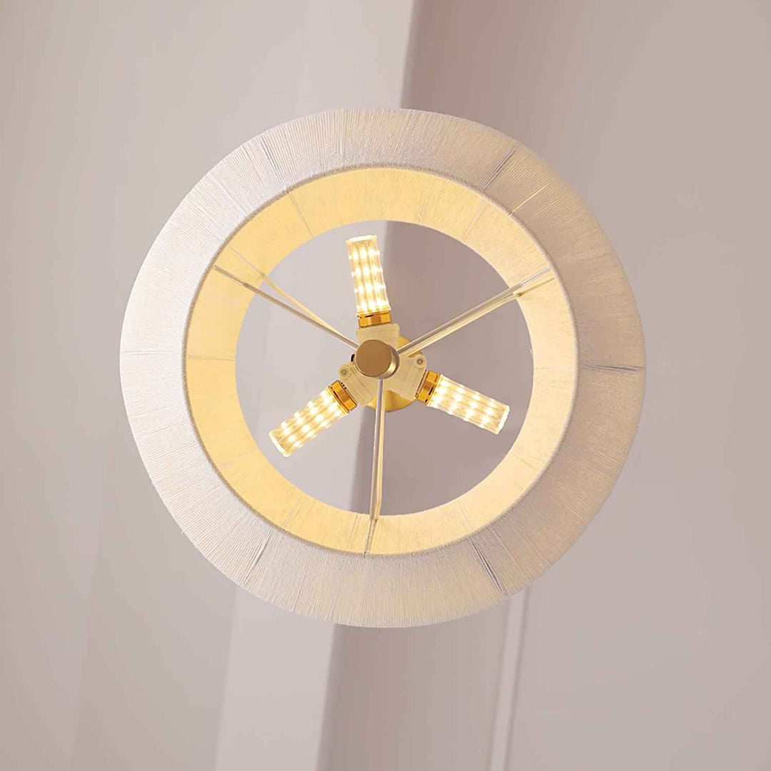 Lustra Suspension avec Abat-jour en Fil de Coton et Bois de Noyer Naturel - Neutralighting