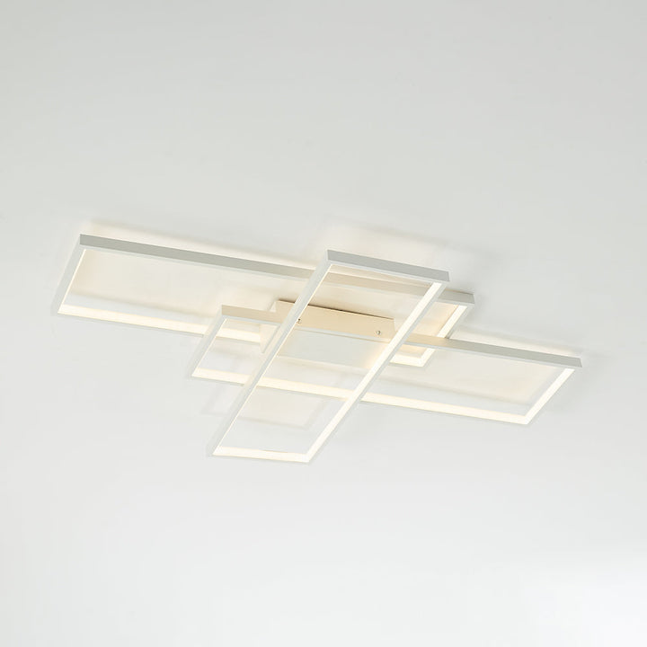 Arisha Plafonnier Rectangle Moderne, Métal/Gel de Silice, Noir/Blanc, Salon - Neutralighting