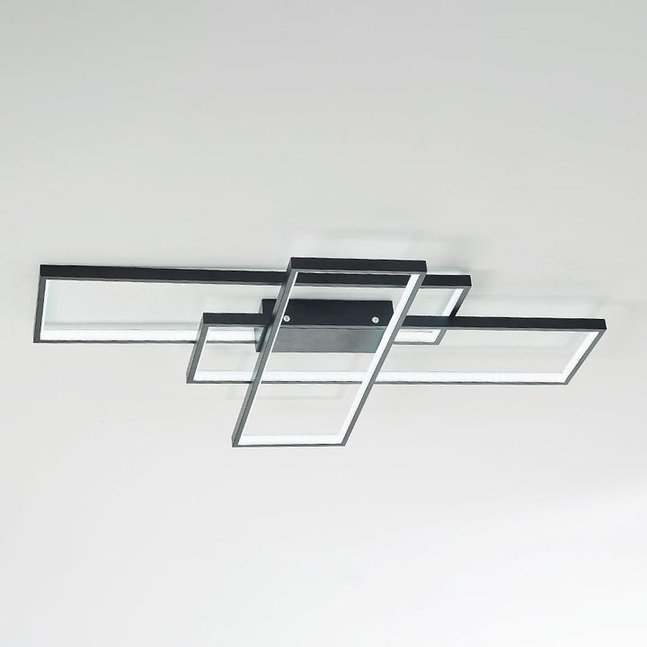 Arisha Plafonnier Rectangle Moderne, Métal/Gel de Silice, Noir/Blanc, Salon - Neutralighting