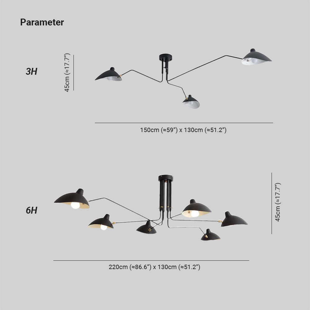 Arisha Luminaires Suspensions Industrielle Moderne Métal Noir Salle d&