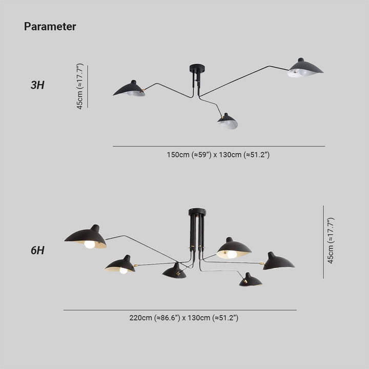 Arisha Luminaires Suspensions Industrielle Moderne Métal Noir Salle d&