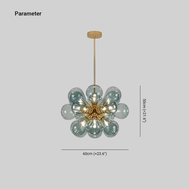 Valentina Suspension Moderne, Métal/Verre, Blanc/Bleu/Violet/Doré, Salon - Neutralighting