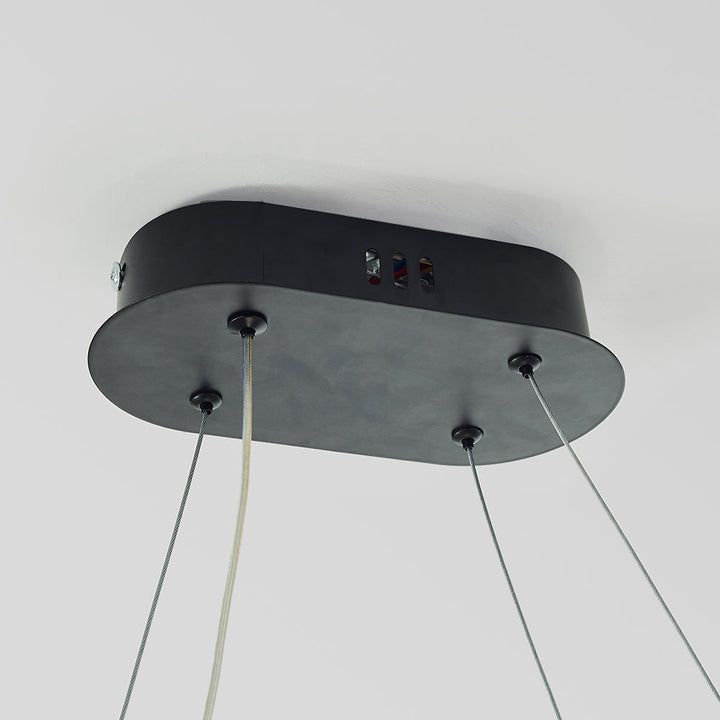 Arisha Suspension Ovale Moderne, Métal/Gel de Silice, Blanc/Noir/Or, Bar - Neutralighting