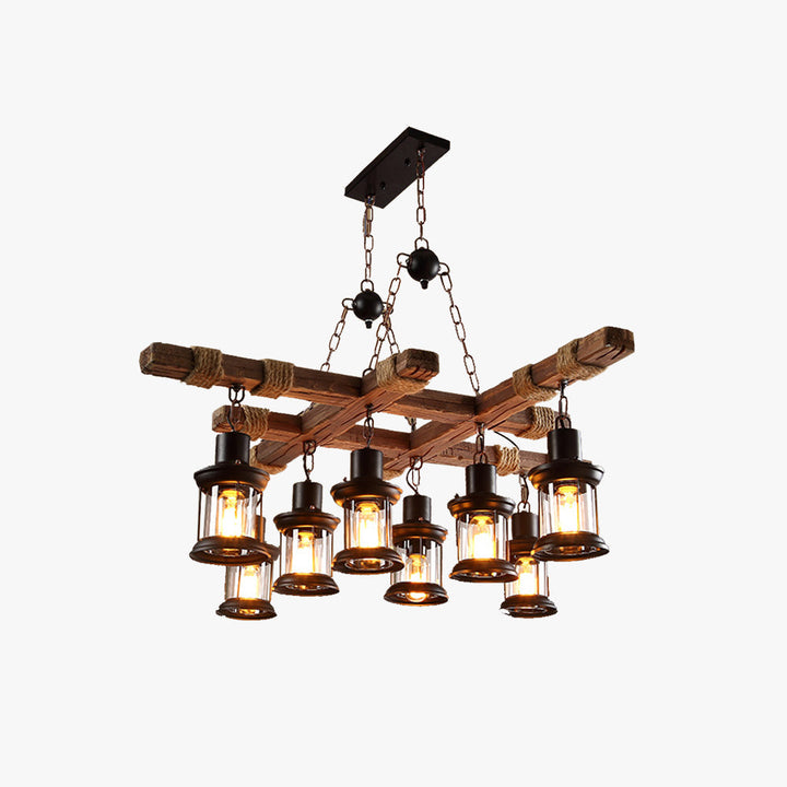Epoch Industriel LED Classique Lustre Bois Métal Verre Salon/Bar - Neutralighting