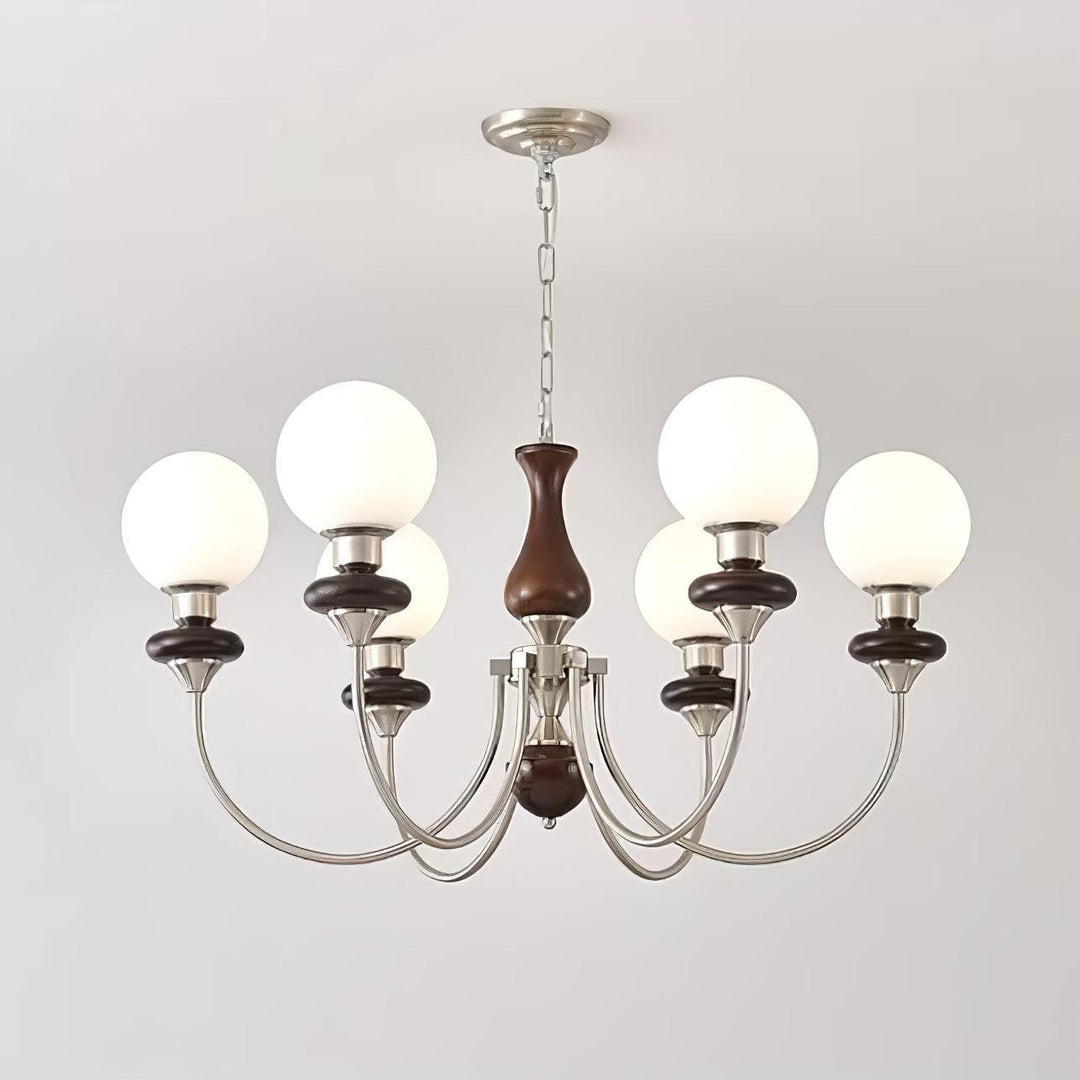 Lustra Chandelier Rétro Laiton Noyer Verre - Neutralighting