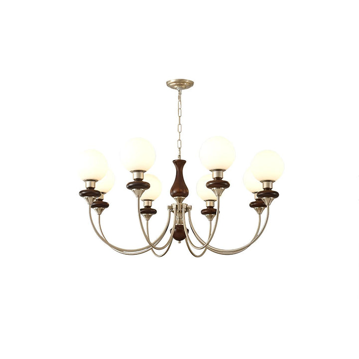 Lustra Chandelier Rétro Laiton Noyer Verre - Neutralighting