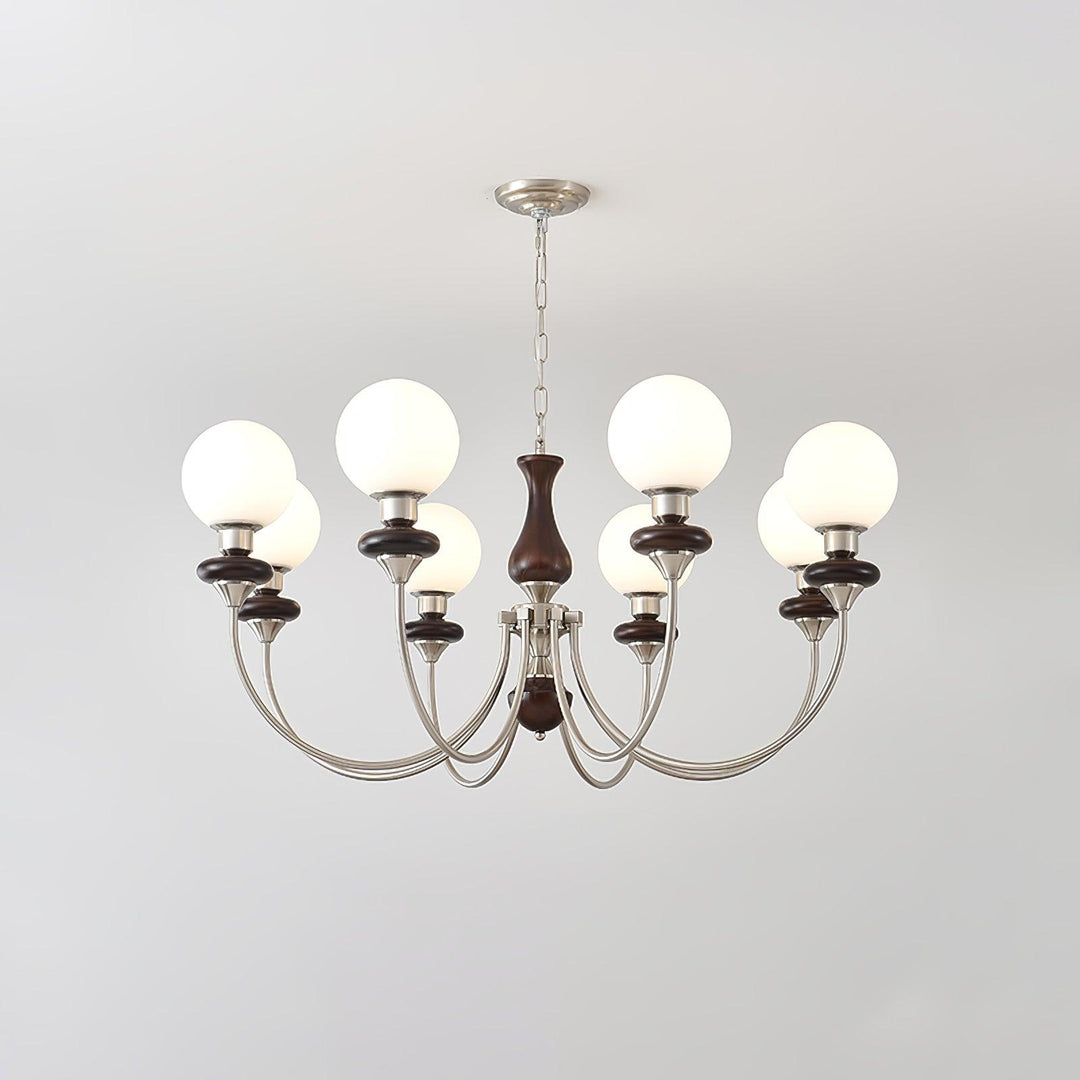 Lustra Chandelier Rétro Laiton Noyer Verre - Neutralighting