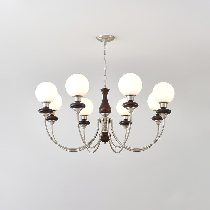 Lustra Chandelier Rétro Laiton Noyer Verre - Neutralighting