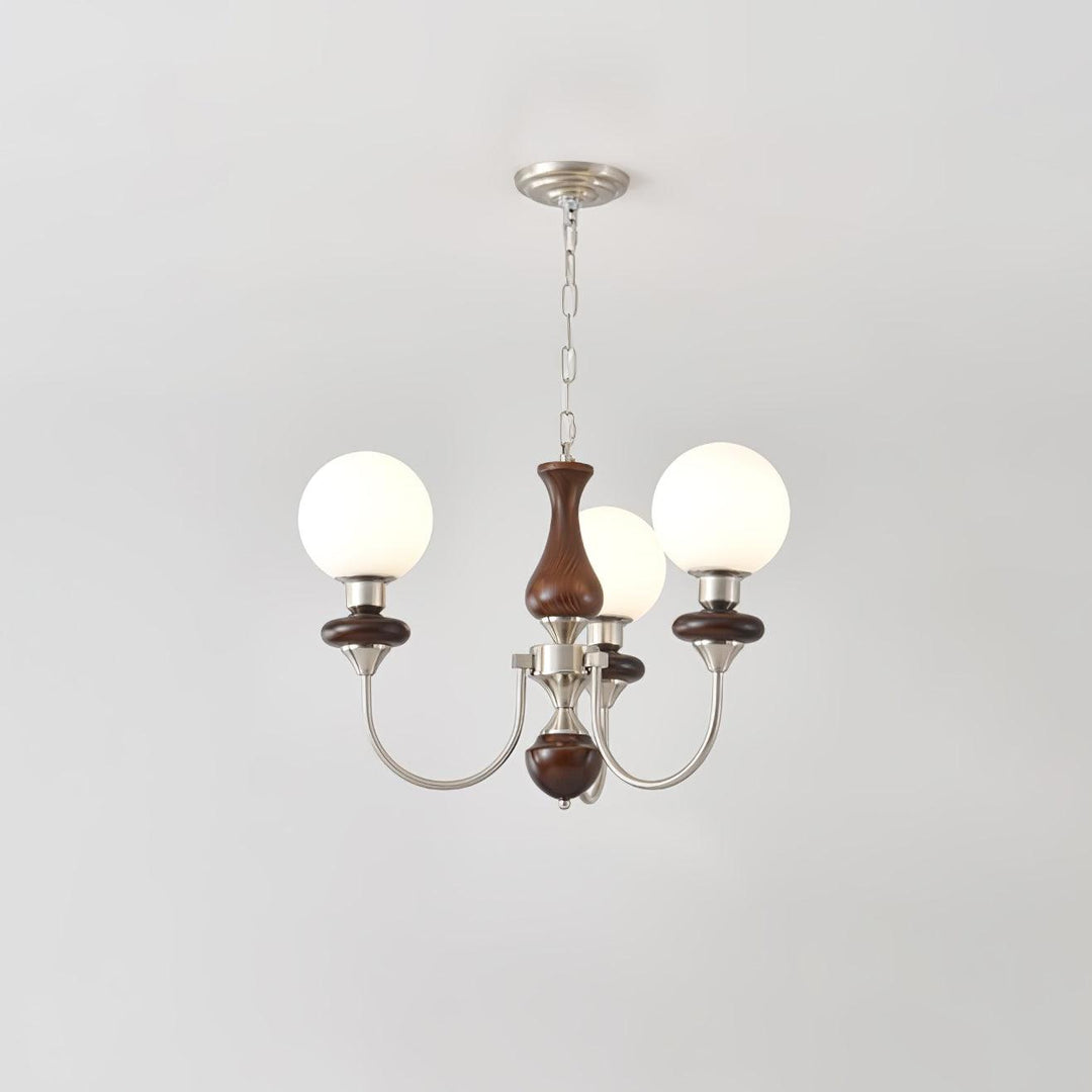 Lustra Chandelier Rétro Laiton Noyer Verre - Neutralighting