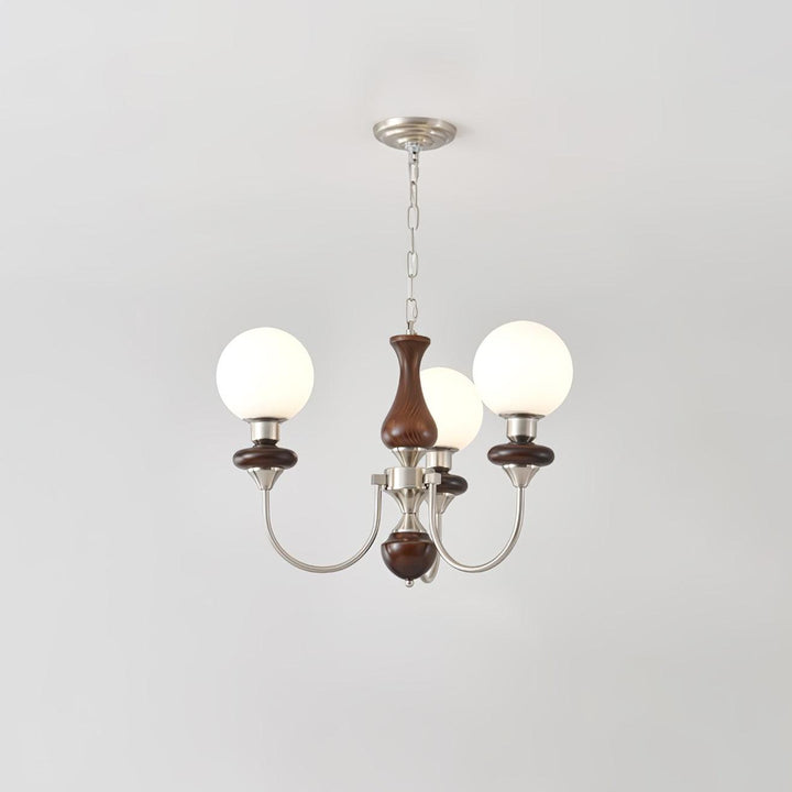 Lustra Chandelier Rétro Laiton Noyer Verre - Neutralighting
