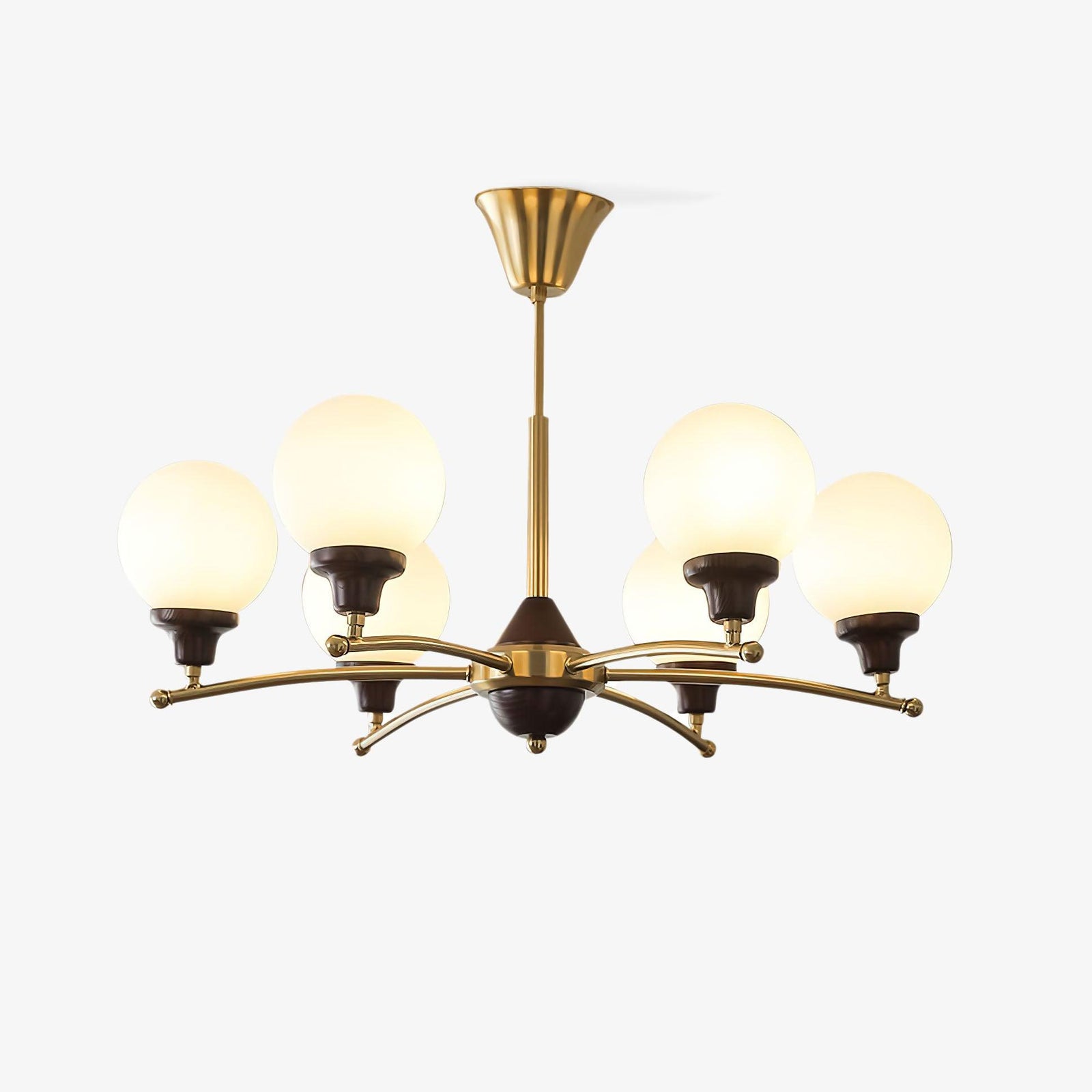 Lustra Chandelier Boules en Verre et Noyer - Neutralighting