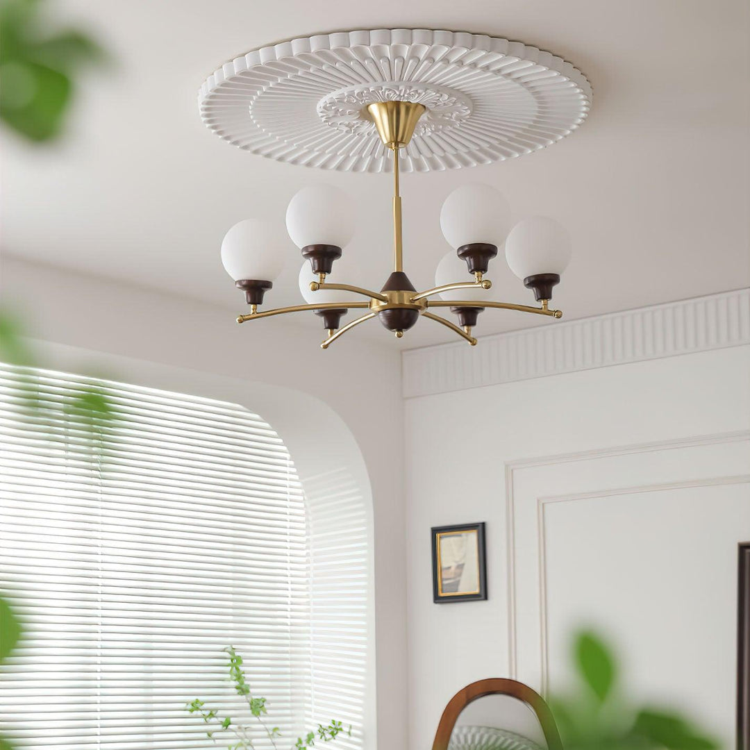 Lustra Chandelier Boules en Verre et Noyer - Neutralighting