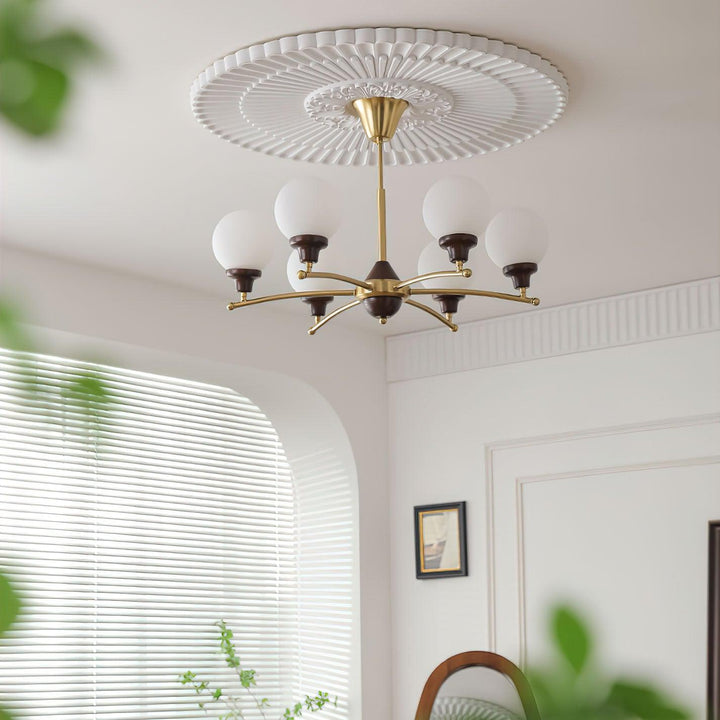 Lustra Chandelier Boules en Verre et Noyer - Neutralighting