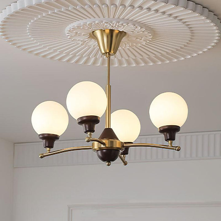 Lustra Chandelier Boules en Verre et Noyer - Neutralighting