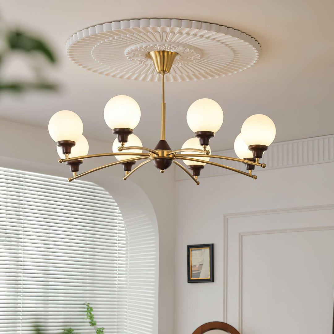 Lustra Chandelier Boules en Verre et Noyer - Neutralighting