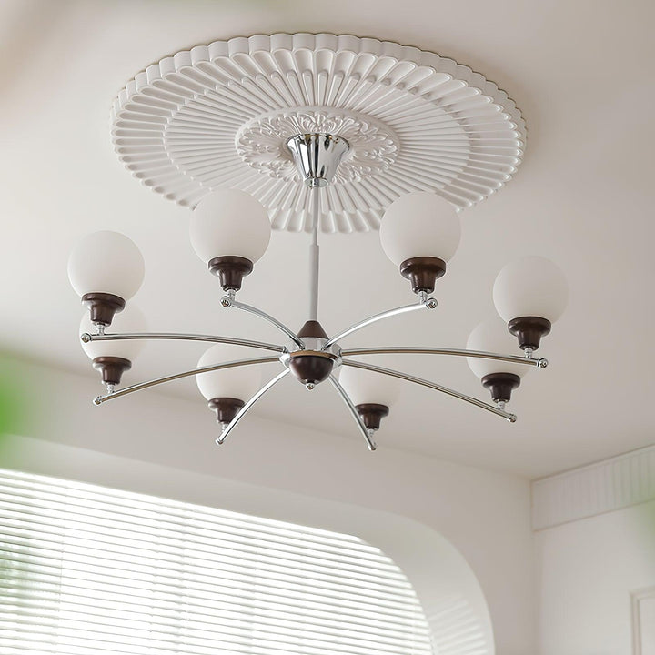 Lustra Chandelier Boules en Verre et Noyer - Neutralighting